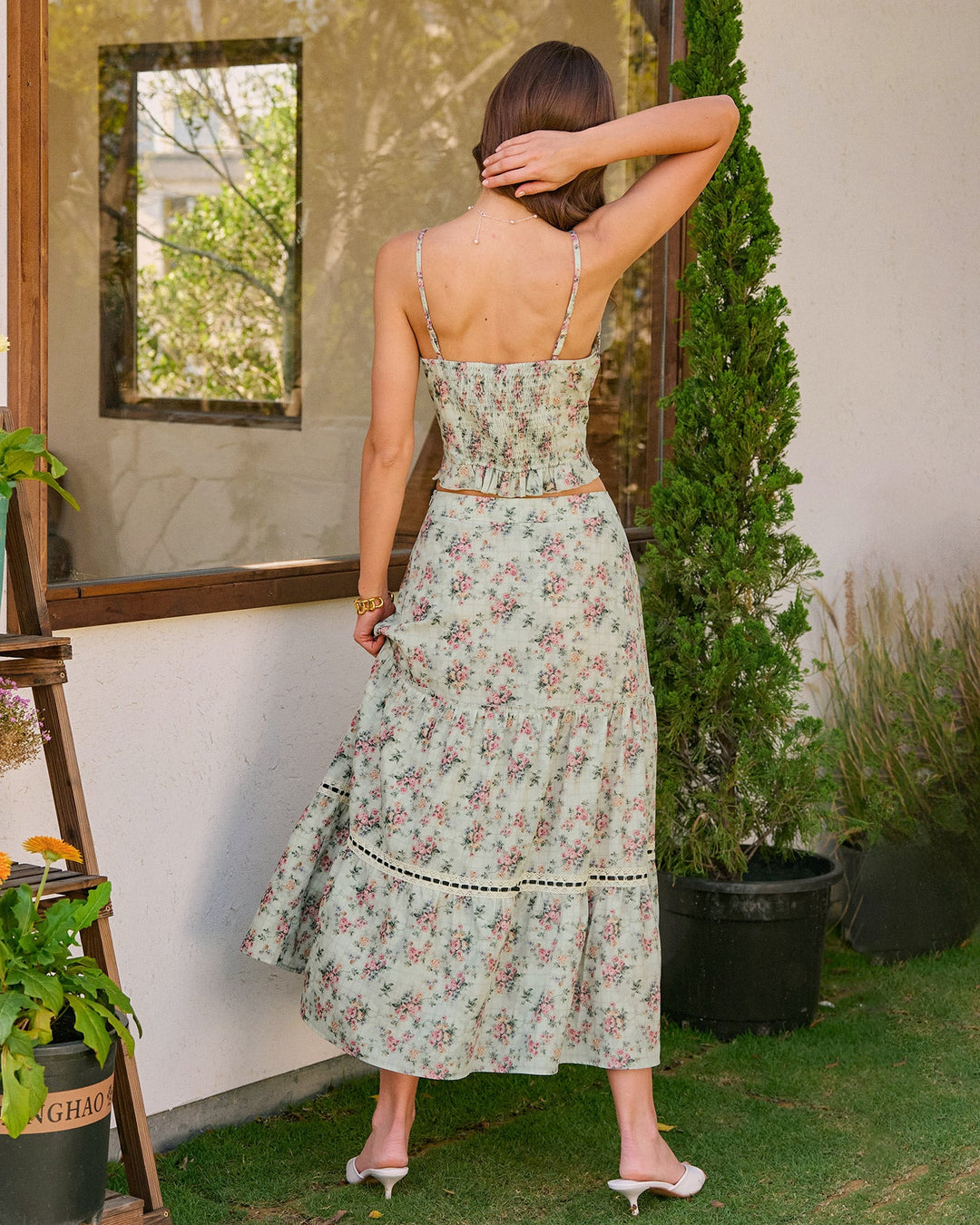 Morgan and Brooke | Floral Cami Top for Women in Green