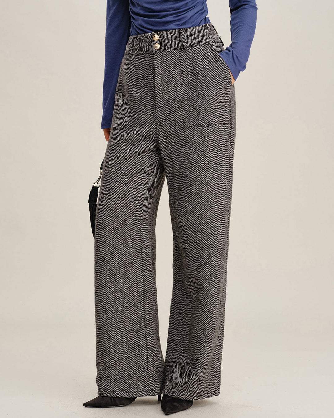 Morgan and Brooke | Grey Tweed Straight Fit Pants