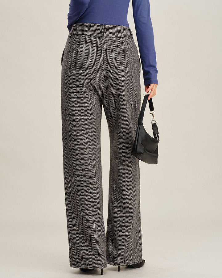 Morgan and Brooke | Grey Tweed Straight Fit Pants