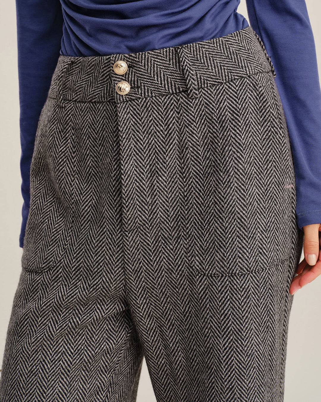 Morgan and Brooke | Grey Tweed Straight Fit Pants