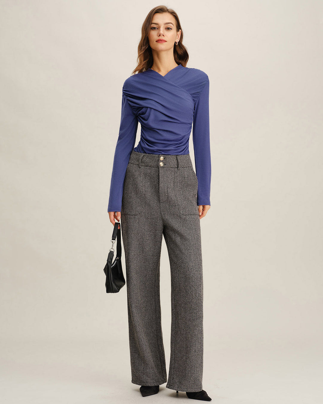 Morgan and Brooke | Grey Tweed Straight Fit Pants