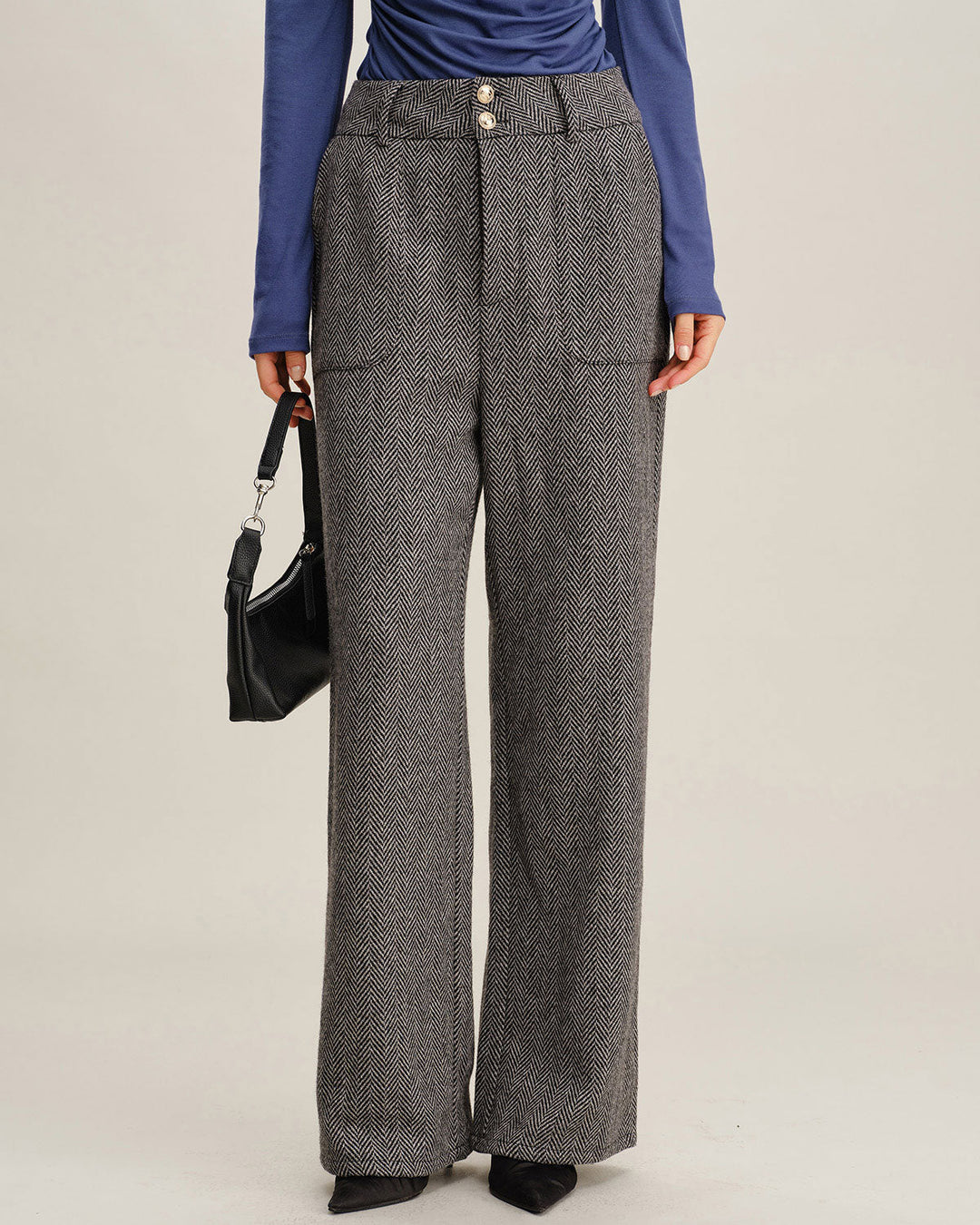 Morgan and Brooke | Grey Tweed Straight Fit Pants