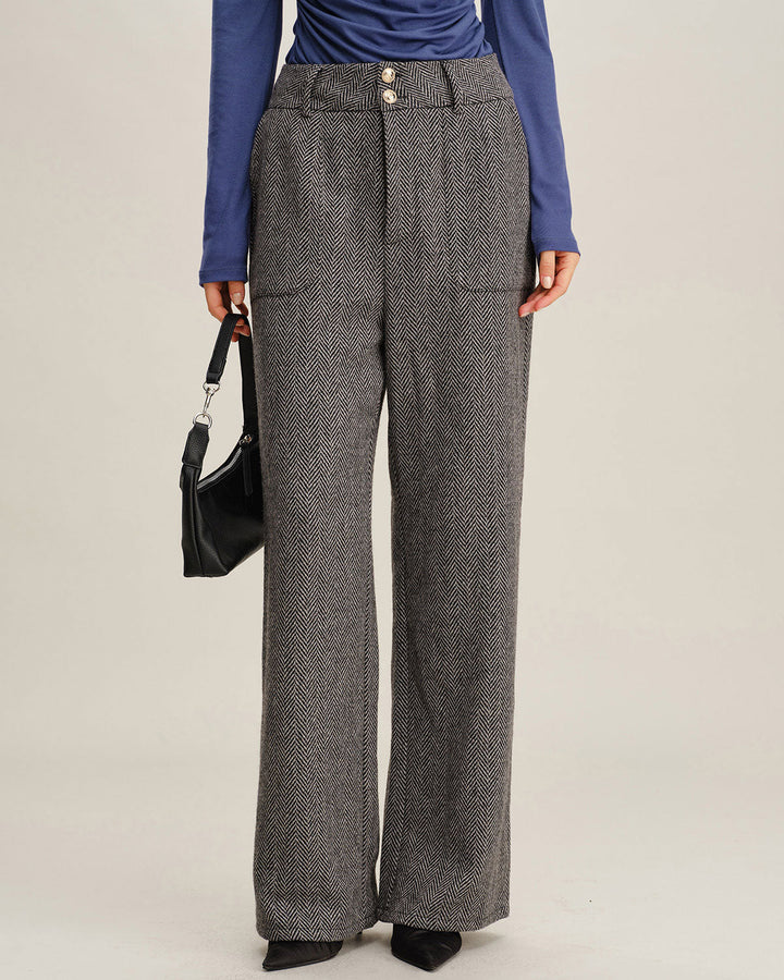 Morgan and Brooke | Grey Tweed Straight Fit Pants