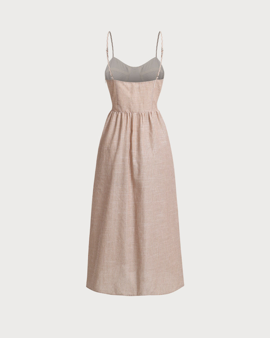 Morgan and Brooke | Striped Sweetheart Neck Maxi Dress in Orange
