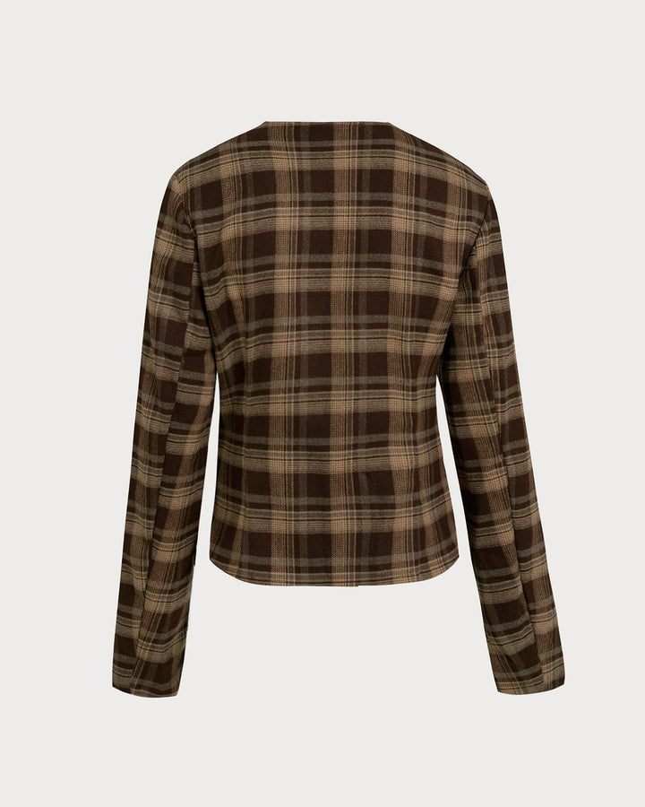 Morgan and Brooke | Brown Plaid Single Breasted Jacket