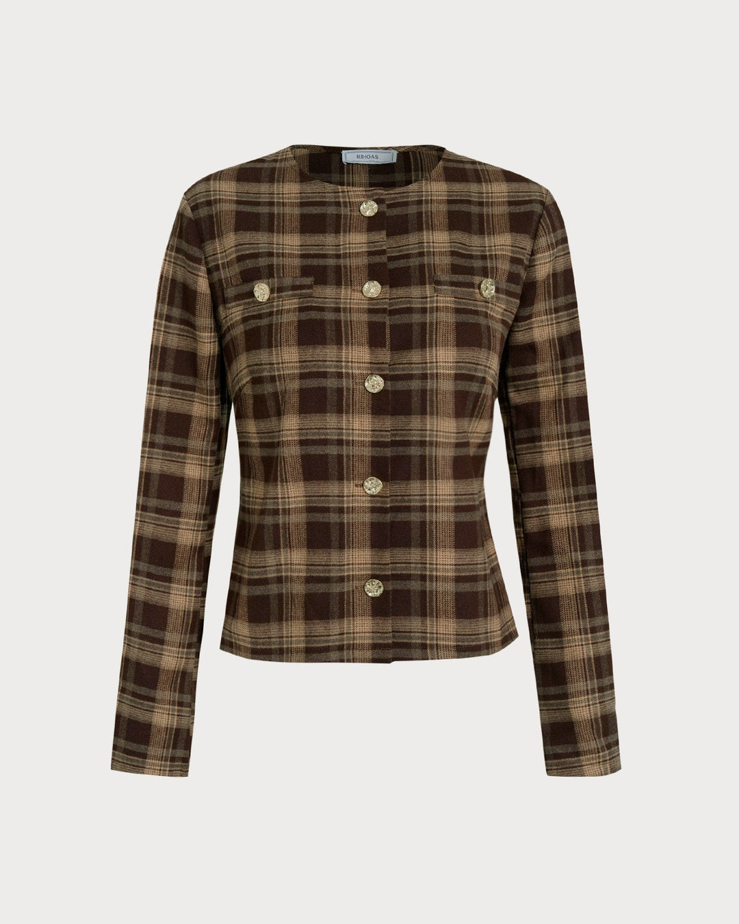Morgan and Brooke | Brown Plaid Single Breasted Jacket
