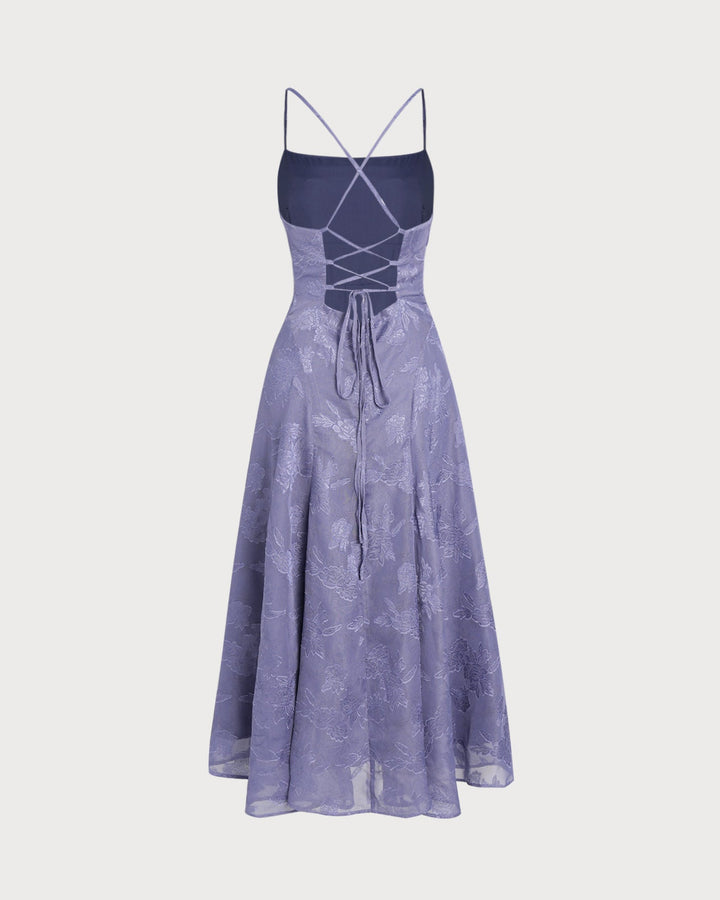 Morgan and Brooke | Jacquard Slip Maxi Dress for Women in Blue