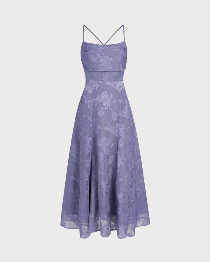 Morgan and Brooke | Jacquard Slip Maxi Dress for Women in Blue