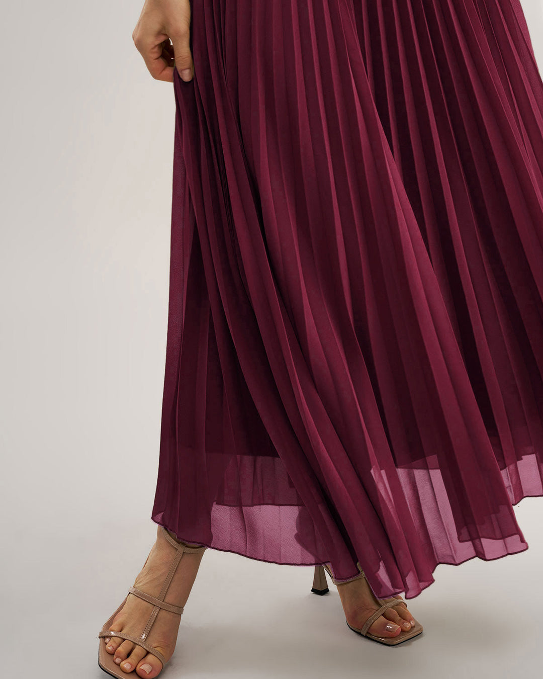 Morgan and Brooke | Wine Red Sweetheart Neck Maxi Dress