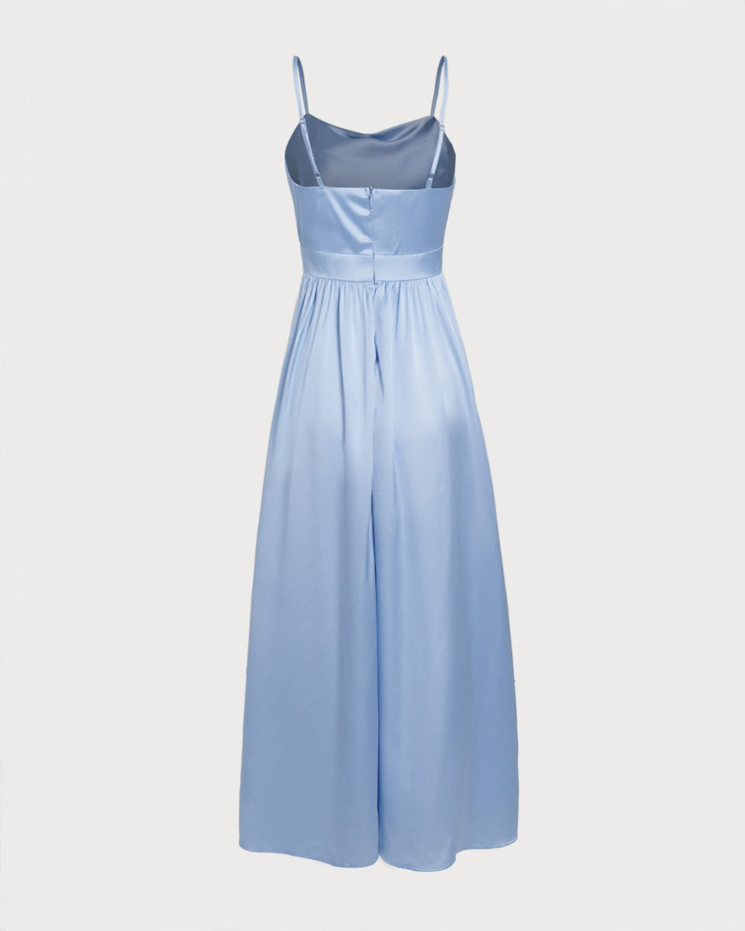 Morgan and Brooke | Satin Ruched Slip Maxi Dress for Women in Blue