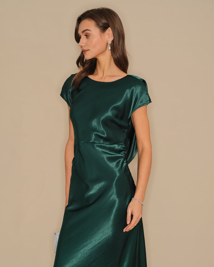 Morgan and Brooke | Satin Maxi Dress for Women in Green