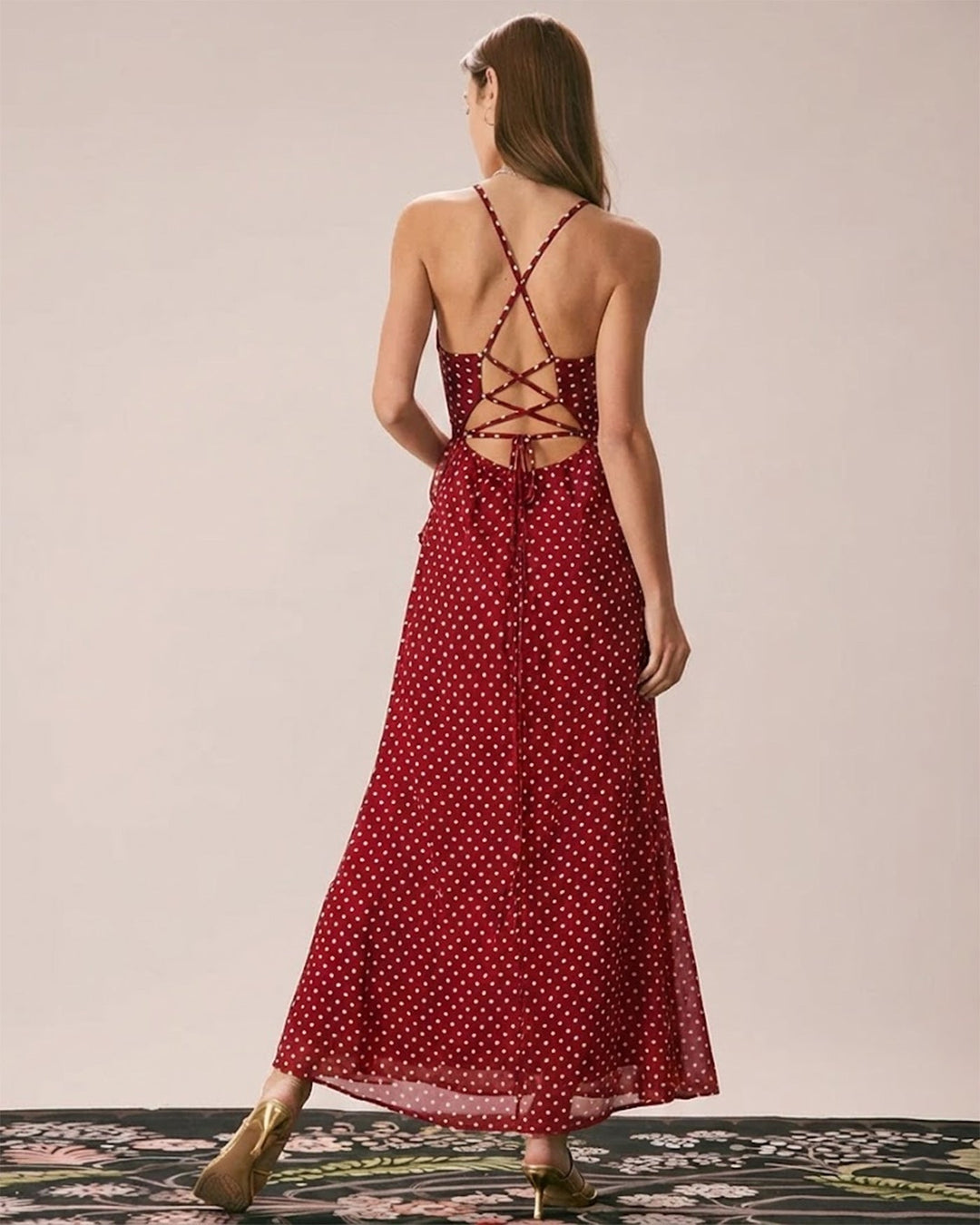 Morgan and Brooke | Red Polka Dot Maxi Dress