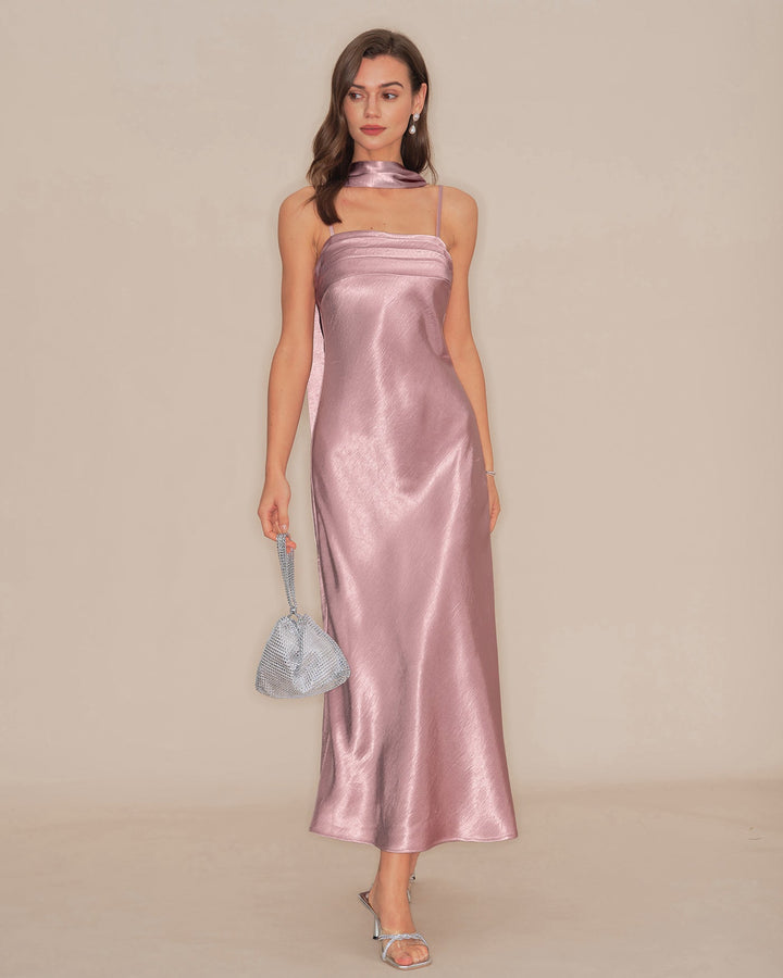 Morgan and Brooke | Satin Maxi Dress for Women in Pink