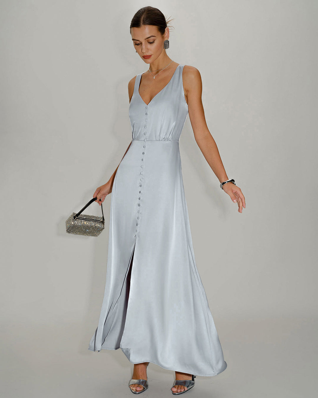 Morgan and Brooke | Grey A-Line Maxi Dress