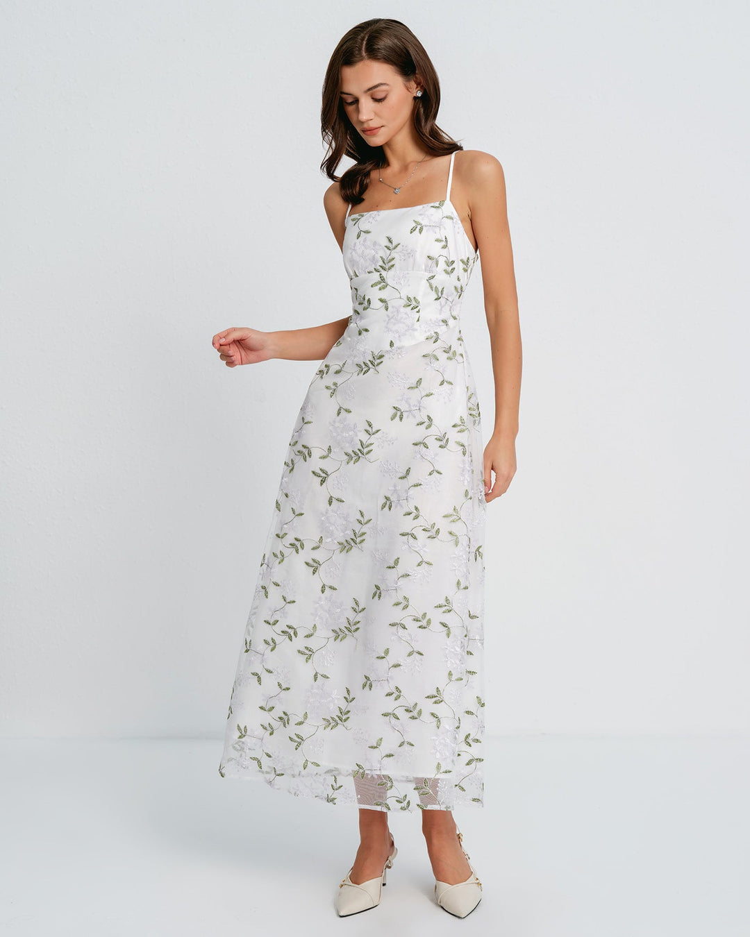 Morgan and Brooke | Floral Slip Maxi Dress in White