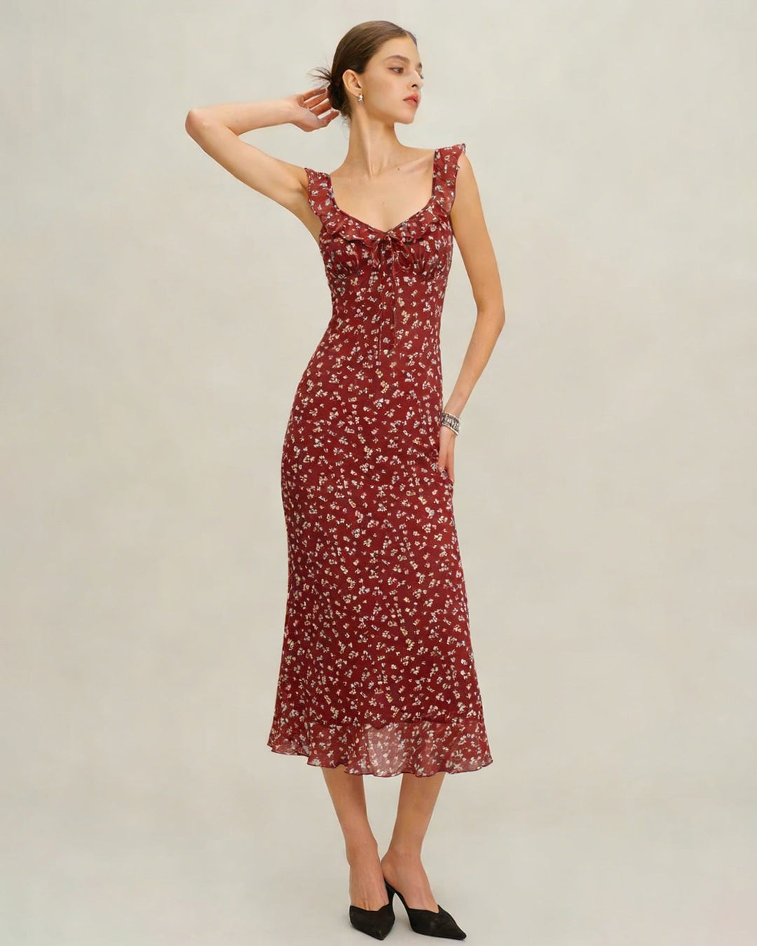 Morgan and Brooke | Floral Slip Maxi Dress, Women's, Red, Fit and Flare
