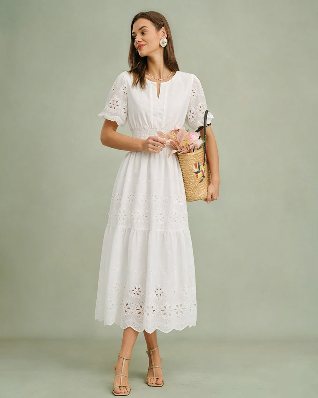 Morgan and Brooke | Floral Maxi Dress for Women in White