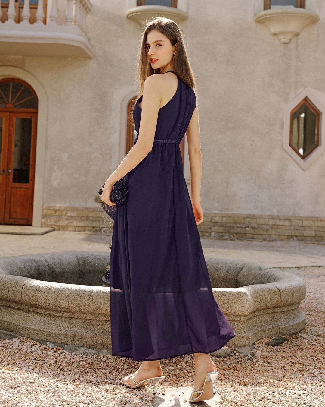 Morgan and Brooke | Halter Maxi Dress for Women in Purple