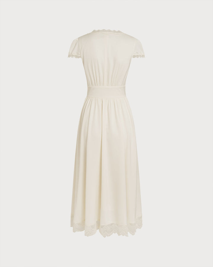 Morgan and Brooke | Lace Maxi Dress for Women in Apricot