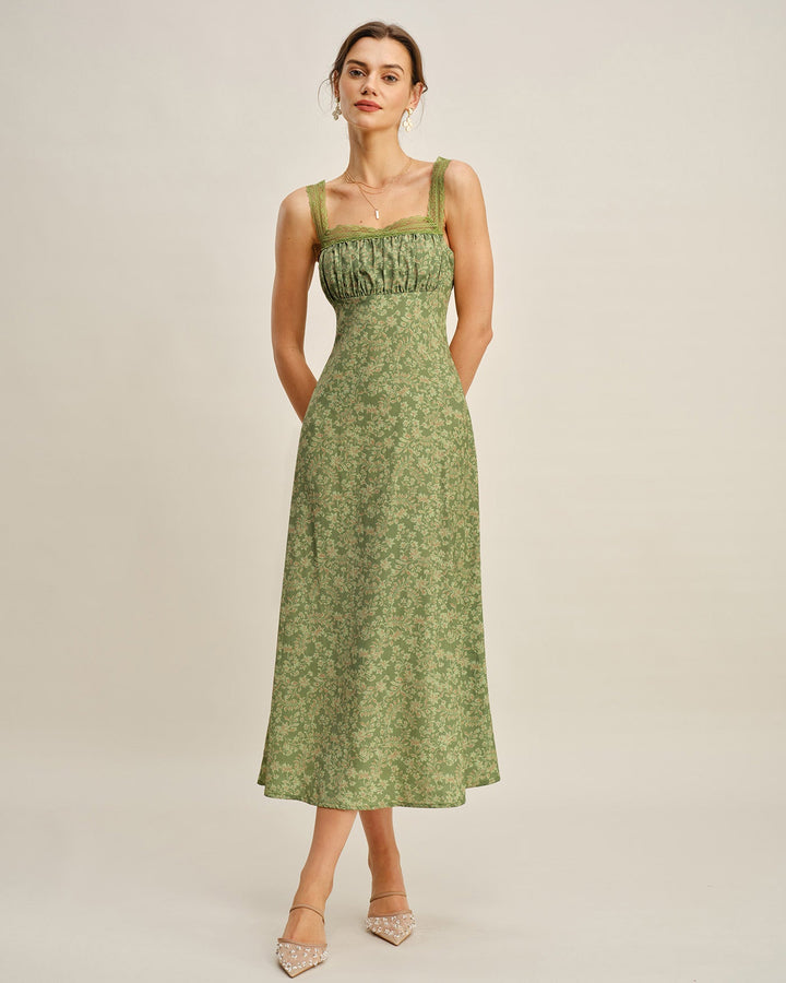 Morgan and Brooke | Floral Lace Maxi Dress in Green