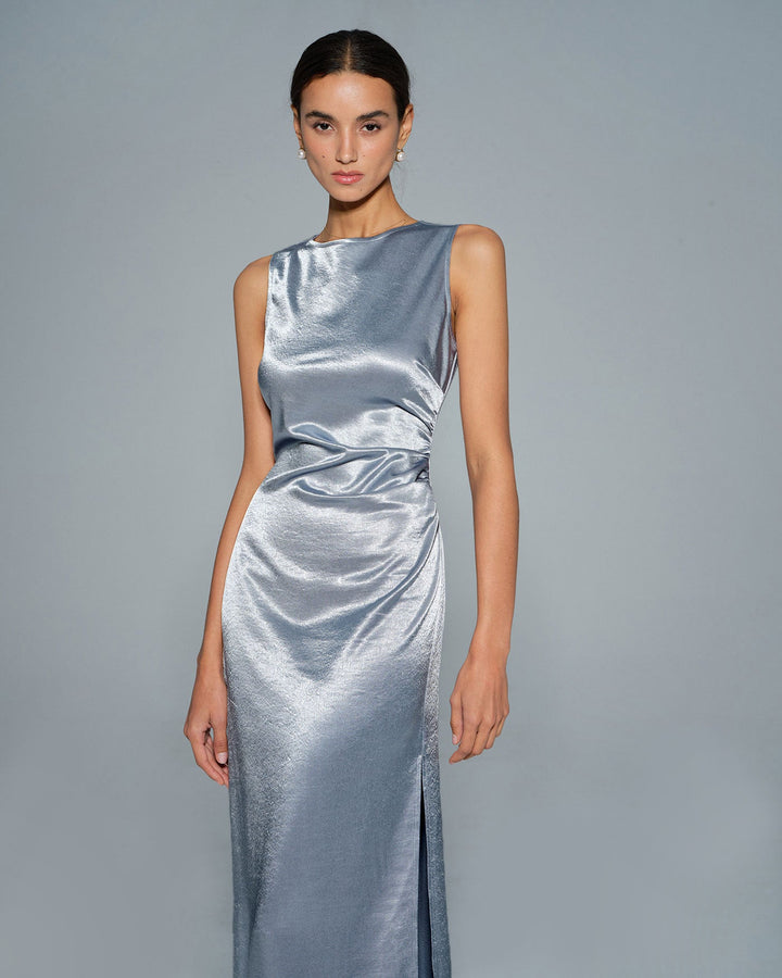 Morgan and Brooke | Light Blue Pleated Maxi Dress