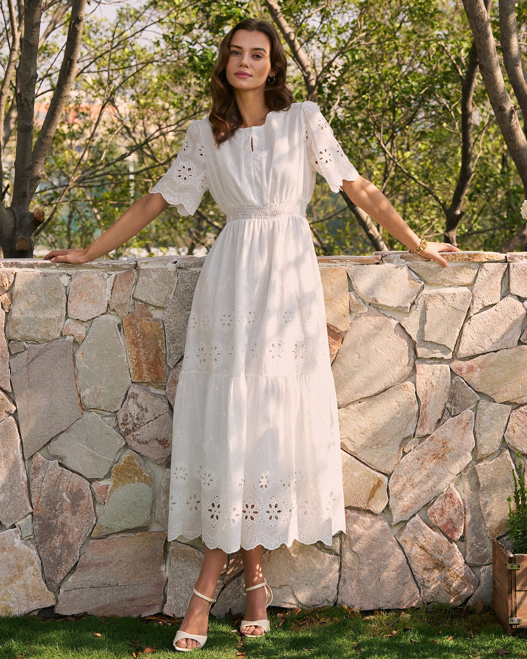 Morgan and Brooke | Floral Maxi Dress for Women in White