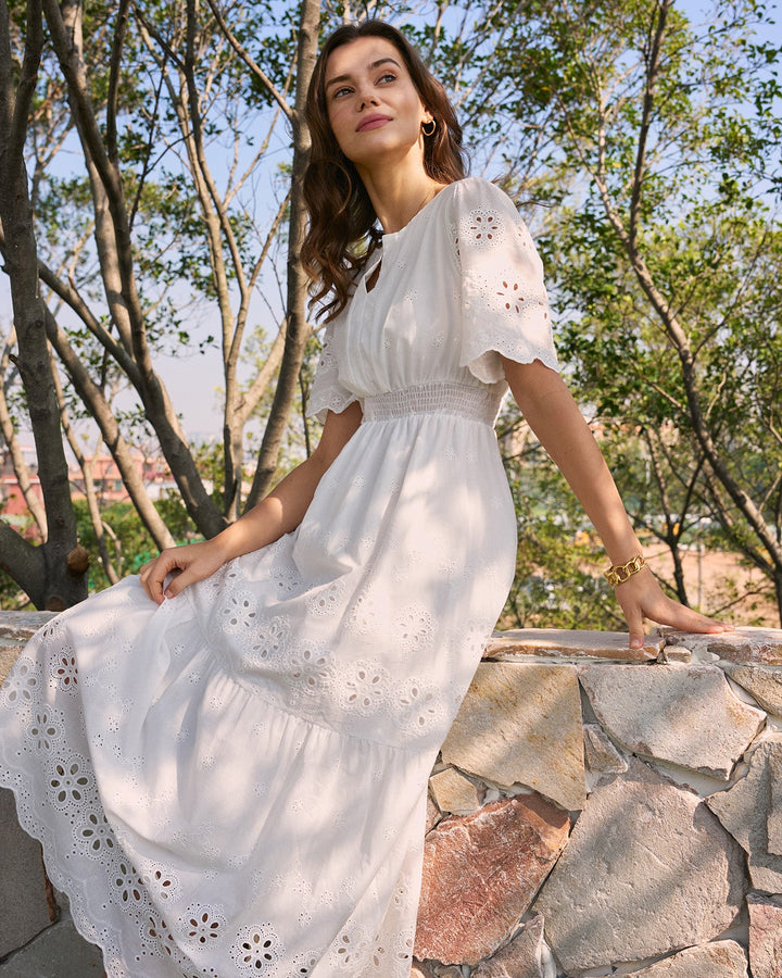 Morgan and Brooke | Floral Maxi Dress for Women in White