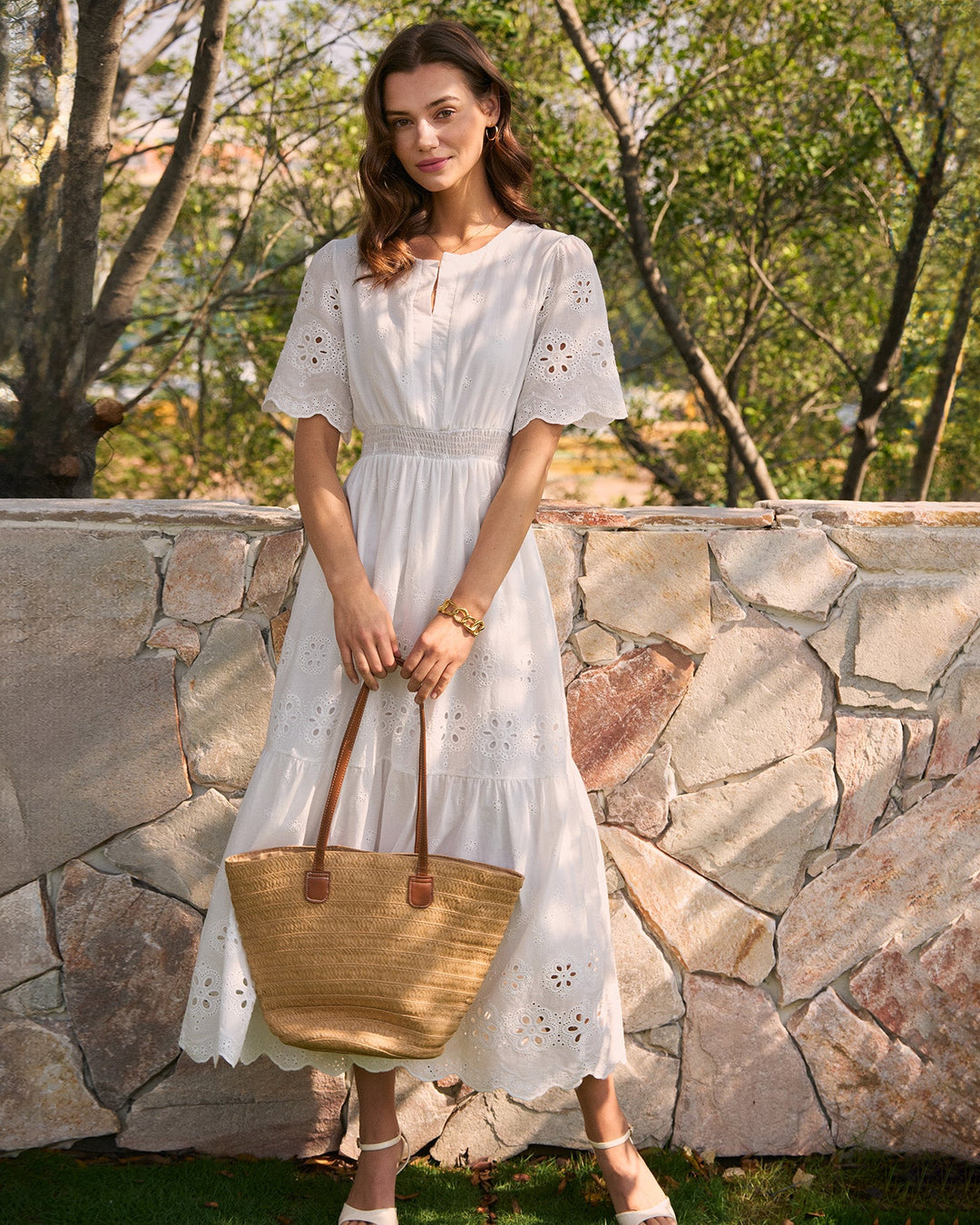 Morgan and Brooke | Floral Maxi Dress for Women in White
