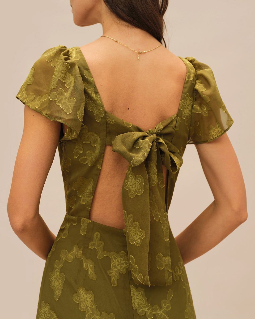Morgan and Brooke | Green Jacquard Maxi Dress