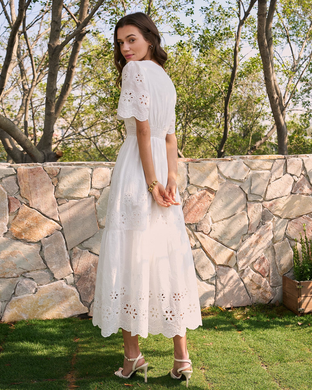Morgan and Brooke | Floral Maxi Dress for Women in White