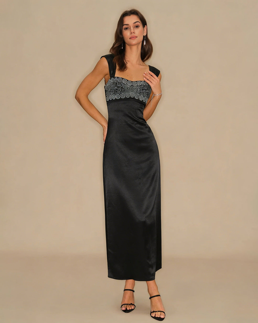 Morgan and Brooke | A-Line Slip Maxi Dress, Black