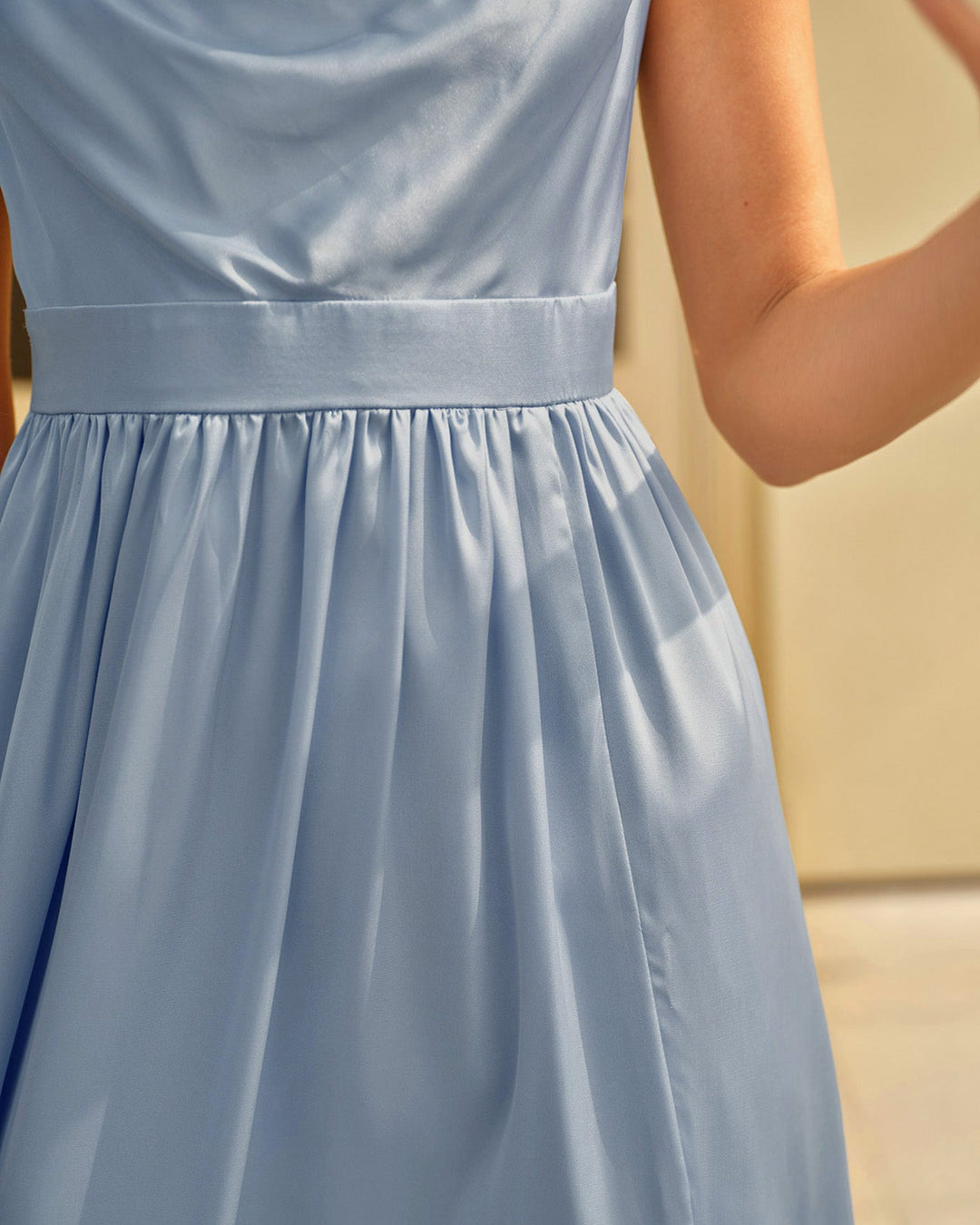 Morgan and Brooke | Satin Ruched Slip Maxi Dress for Women in Blue