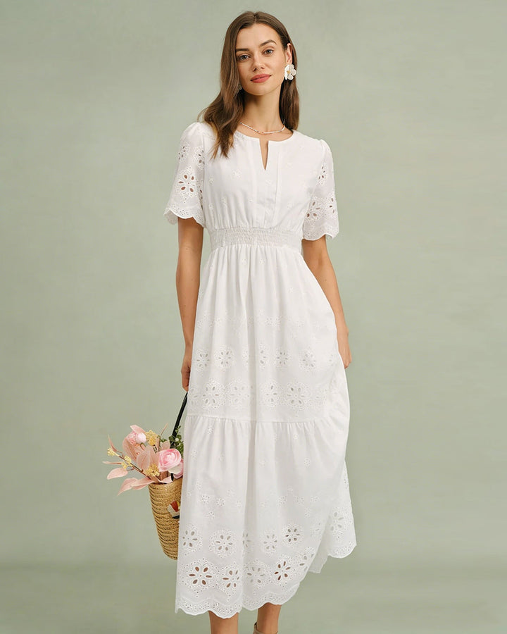 Morgan and Brooke | Floral Maxi Dress for Women in White