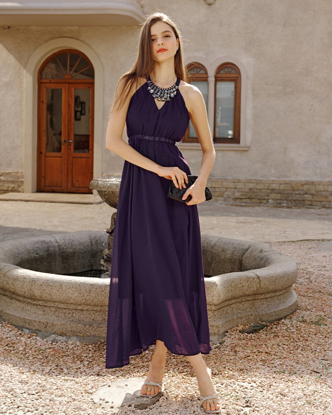 Morgan and Brooke | Halter Maxi Dress for Women in Purple