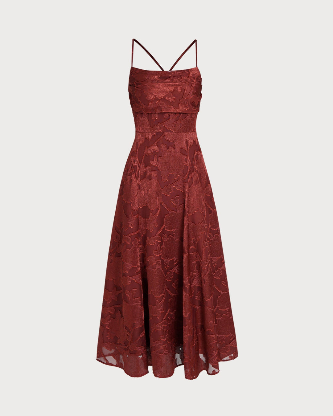 Morgan and Brooke | Brick Red Floral Maxi Dress