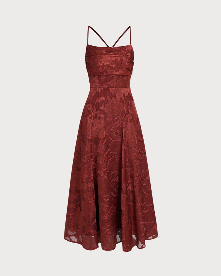 Morgan and Brooke | Brick Red Floral Maxi Dress
