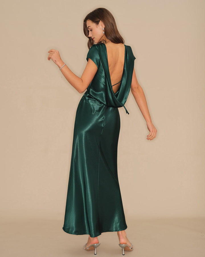 Morgan and Brooke | Satin Maxi Dress for Women in Green