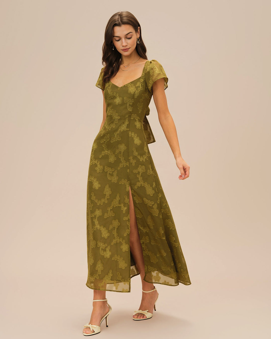 Morgan and Brooke | Green Jacquard Maxi Dress