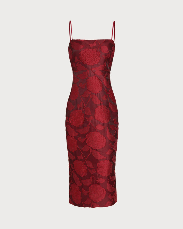 Morgan and Brooke | Jacquard Maxi Dress for Women in Red
