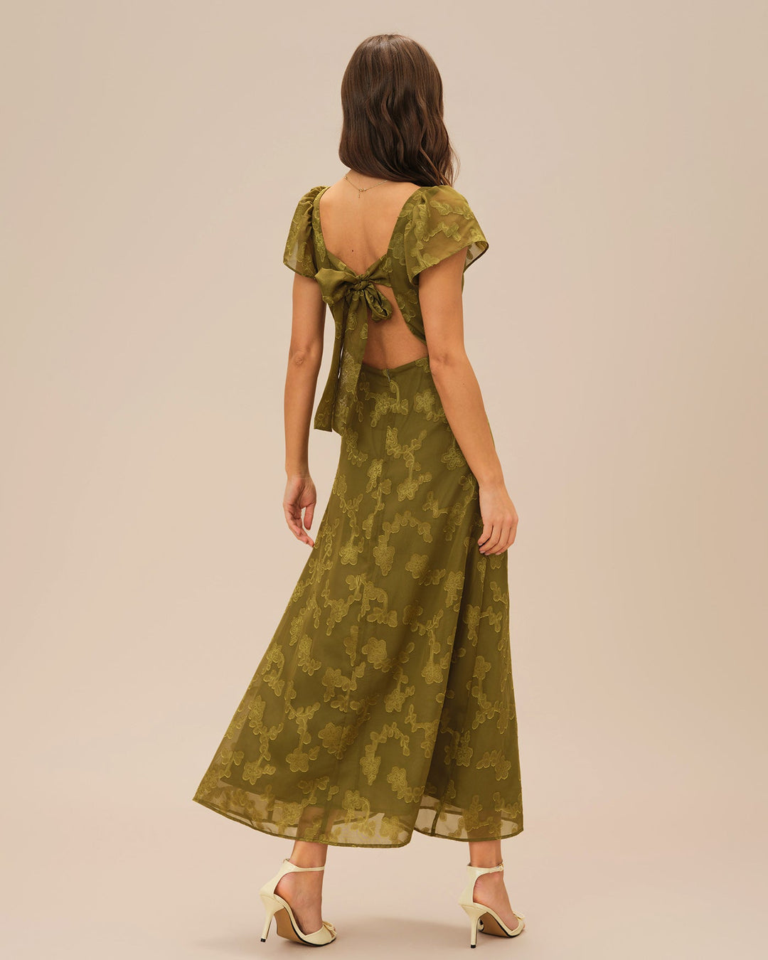 Morgan and Brooke | Green Jacquard Maxi Dress
