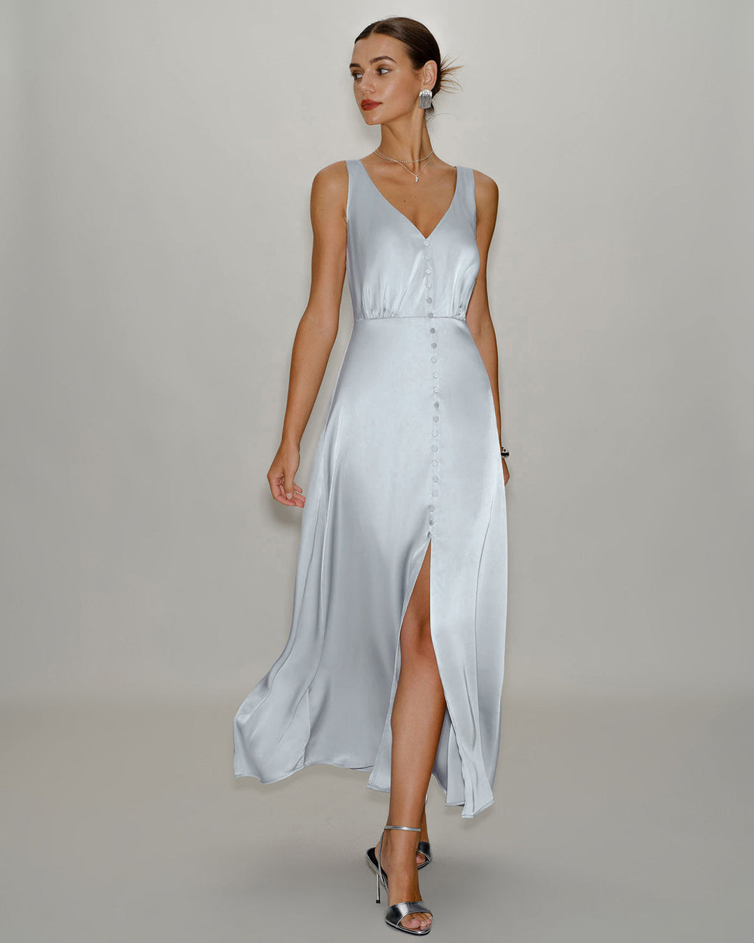 Morgan and Brooke | Grey A-Line Maxi Dress