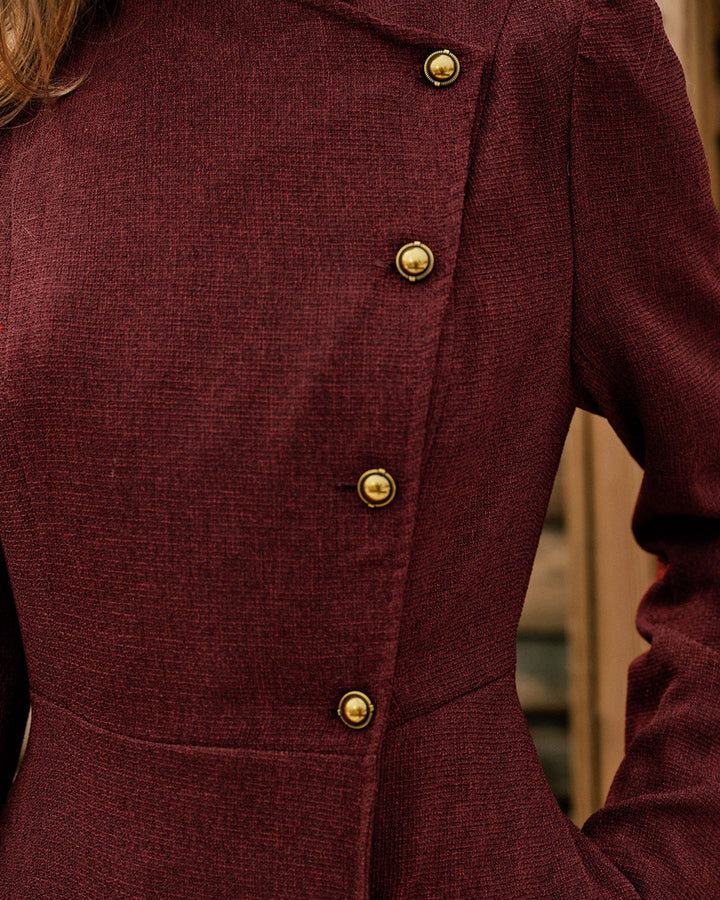 Morgan and Brooke | Wine Red Mock Neck Maxi Dress
