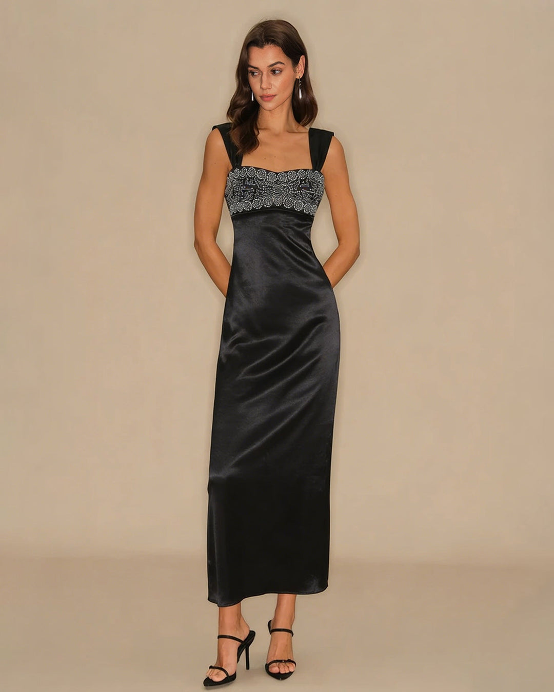 Morgan and Brooke | A-Line Slip Maxi Dress, Black