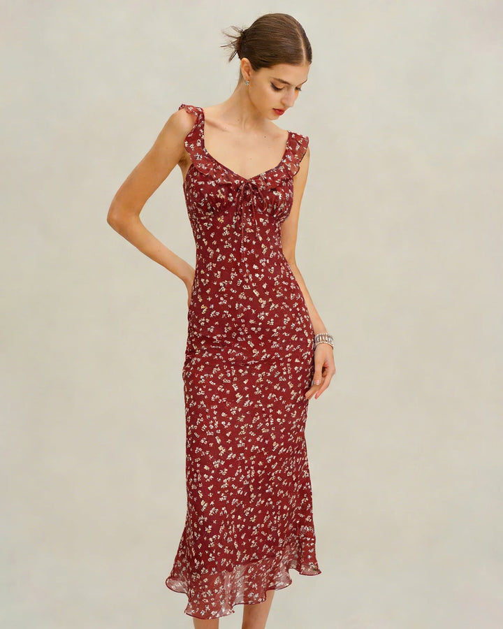 Morgan and Brooke | Floral Slip Maxi Dress, Women's, Red, Fit and Flare