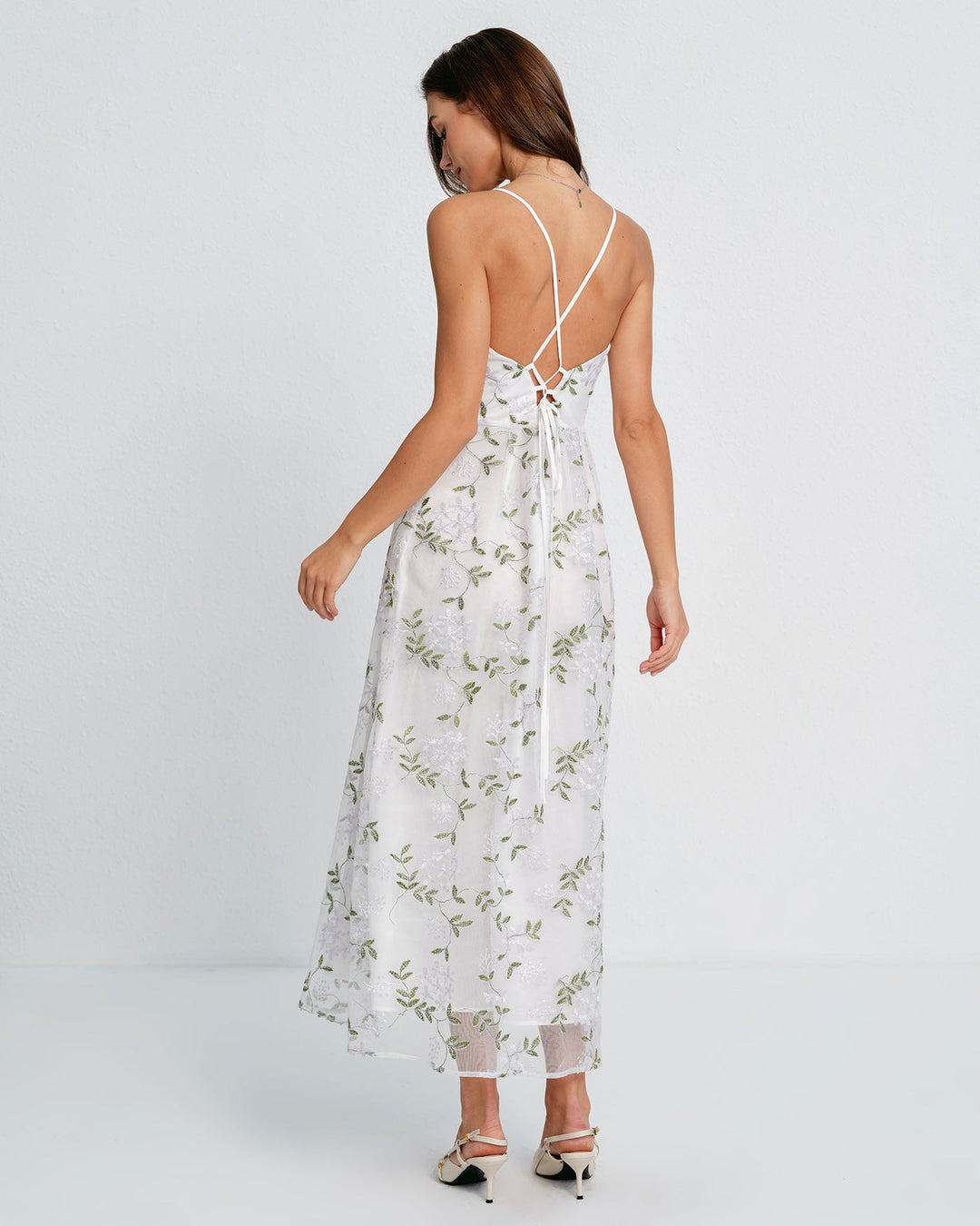 Morgan and Brooke | Floral Slip Maxi Dress in White