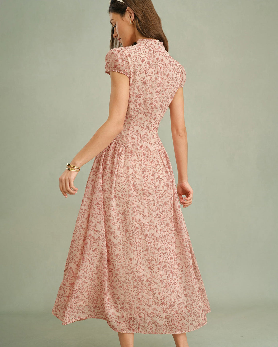 Morgan and Brooke | Floral Maxi Dress for Women in Pink with Mock Neck