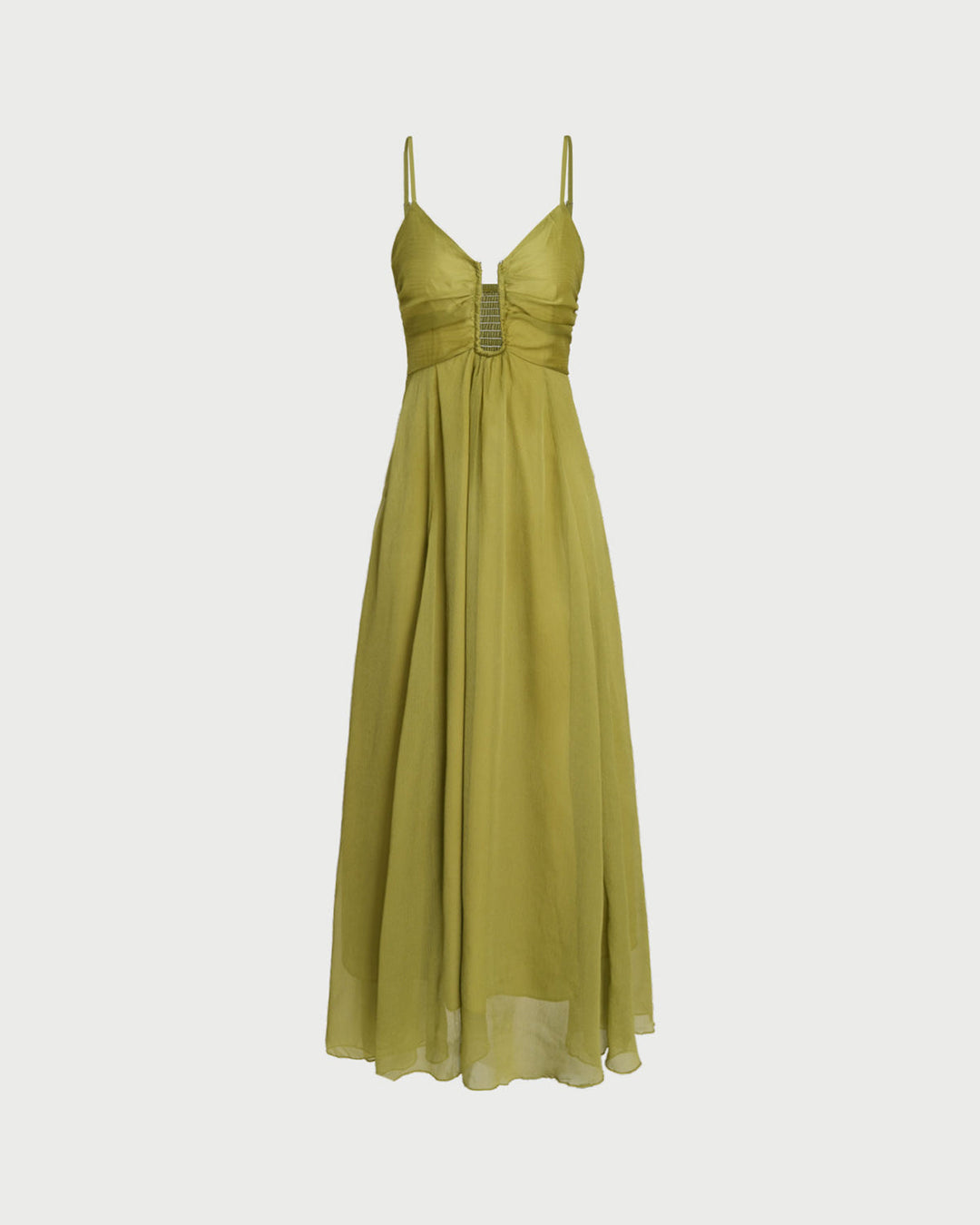 Morgan and Brooke | Green Ruched Maxi Dress