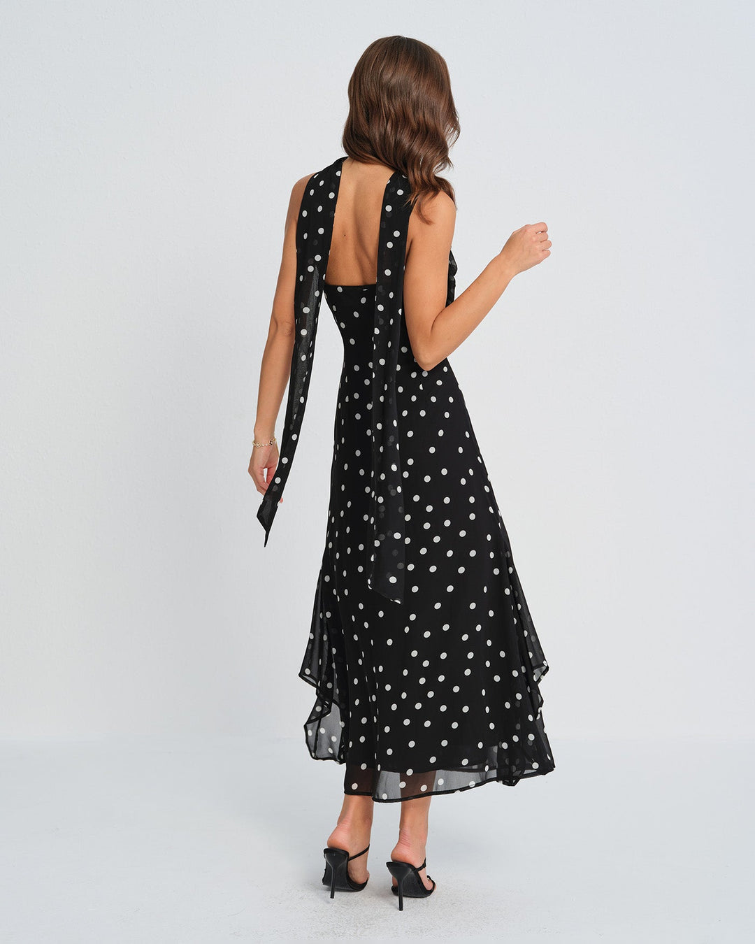 Morgan and Brooke | Black Polka Dot Maxi Dress