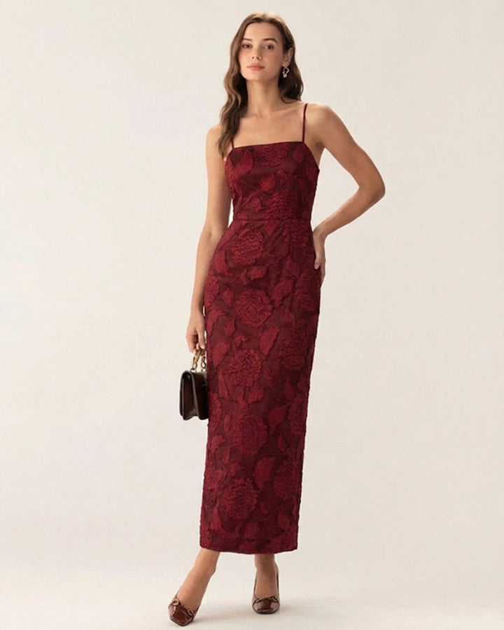 Morgan and Brooke | Jacquard Maxi Dress for Women in Red