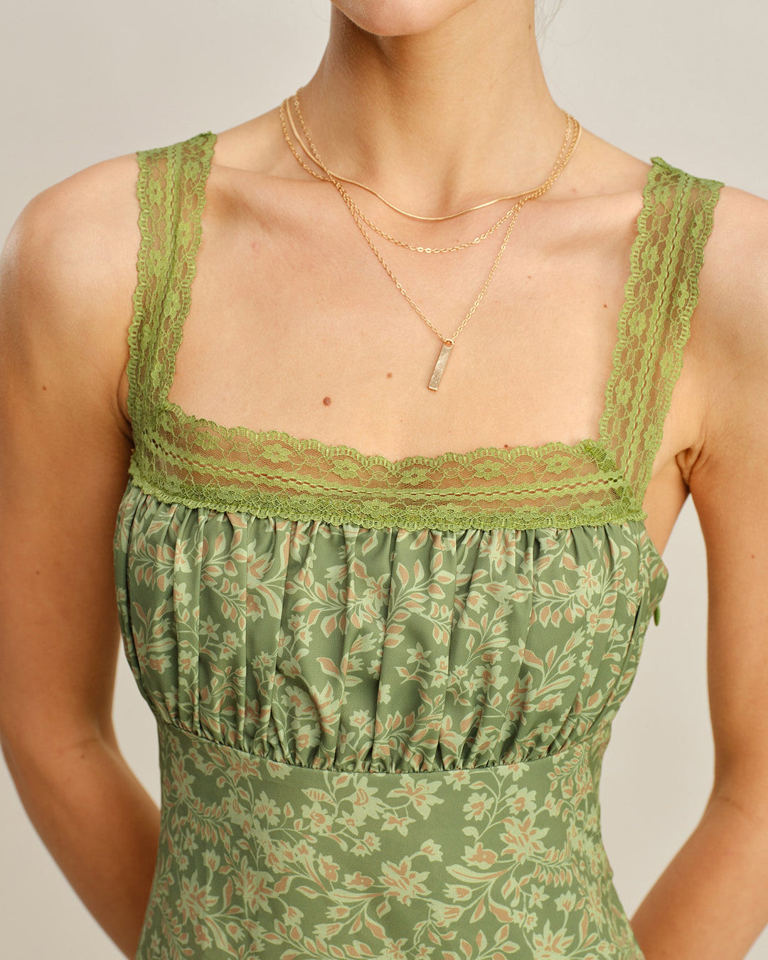 Morgan and Brooke | Floral Lace Maxi Dress in Green